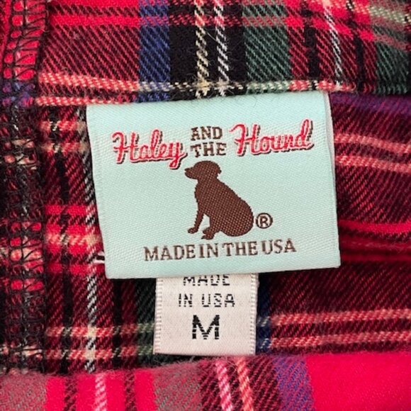 HALEY AND THE HOUND Red Plaid Flannel Peplum Ruffle Top with Gold Back Buttons M - Picture 4 of 15